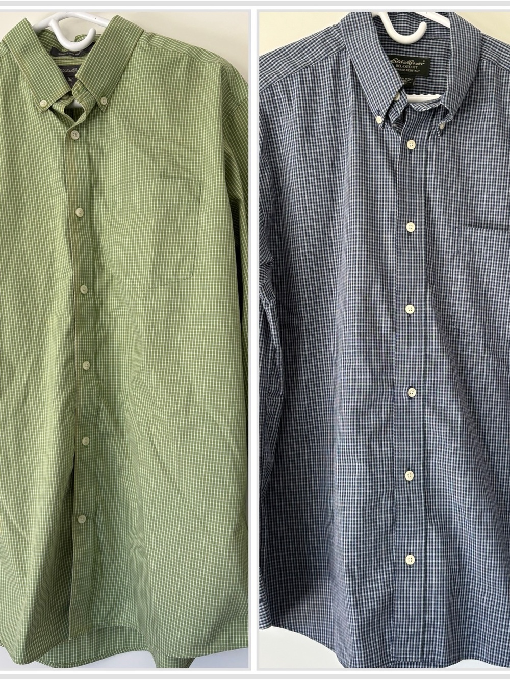 TWO Eddie Bauer cotton long sleeve shirts.